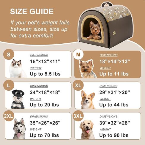 Jiupety Cozy Small Pet Dog House, 2 in 1 Puppy House, S Size for ​Cat and Puppy, Warm Cave Sleeping Nest for Cats and Dogs, Brown in Saudi Arabia