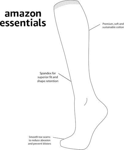 جوارب Amazon Essentials النسائية الكاجوال المصنوعة من القطن المضلع للركبة، 4 أزواج، أسود، 6-9 in Saudi Arabia