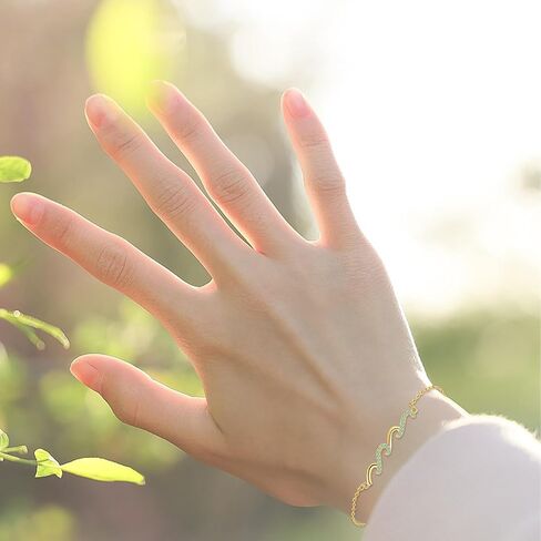 Gold Plated Bracelet for Women, Charm Cubic Zirconia Wave Bracelet for Sister Mom Bestie Wife, Meaningful Jewelry Gifts for Mother's Day Birthday Christmas in Saudi Arabia