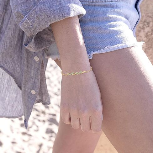 Gold Plated Bracelet for Women, Charm Cubic Zirconia Wave Bracelet for Sister Mom Bestie Wife, Meaningful Jewelry Gifts for Mother's Day Birthday Christmas in Saudi Arabia