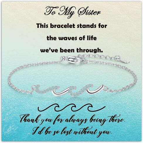 Gold Plated Bracelet for Women, Charm Cubic Zirconia Wave Bracelet for Sister Mom Bestie Wife, Meaningful Jewelry Gifts for Mother's Day Birthday Christmas in Saudi Arabia