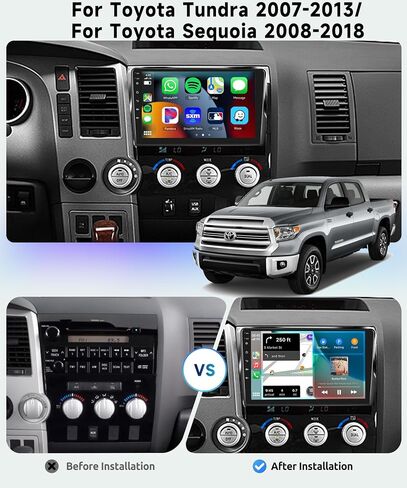 for Toyota Sequoia 2008-2019/Toyota Tundra 2007-2013 Android Car Stereo 2+32G Support Wireless Carplay&Android Auto with 10.1" Touchscreen WiFi GPS luetooth HiFi FM/RDS Radio USB Backup Camera in Kuwait