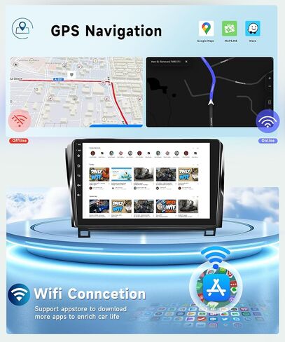 for Toyota Sequoia 2008-2019/Toyota Tundra 2007-2013 Android Car Stereo 2+32G Support Wireless Carplay&Android Auto with 10.1" Touchscreen WiFi GPS luetooth HiFi FM/RDS Radio USB Backup Camera in Kuwait