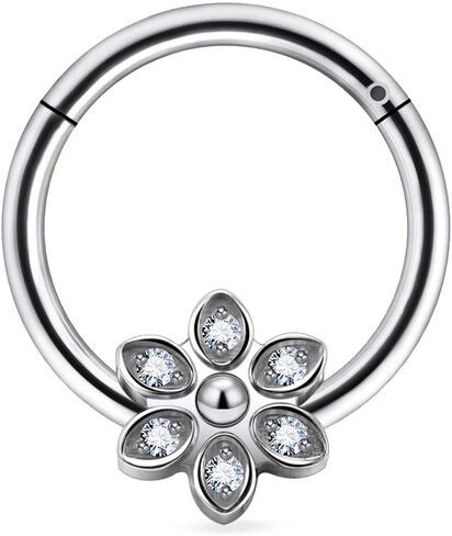 Ruifan 20g 18g 16g Titanium Rings Rings For Women Square Crown Leaf Flower Flower Flower Comped Septum nose Rip Lip Helix Grayix Adring Daith Rook Conch Body Jewelry for Women in Kuwait