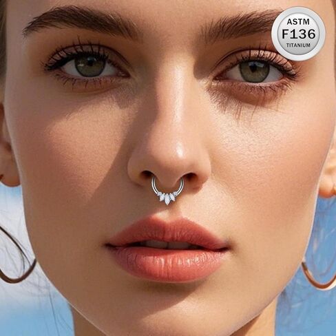 Ruifan 20g 18g 16g Titanium Rings Rings For Women Square Crown Leaf Flower Flower Flower Comped Septum nose Rip Lip Helix Grayix Adring Daith Rook Conch Body Jewelry for Women in Kuwait