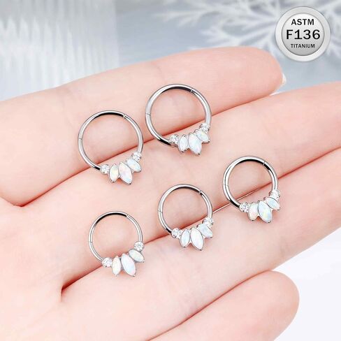 Ruifan 20g 18g 16g Titanium Rings Rings For Women Square Crown Leaf Flower Flower Flower Comped Septum nose Rip Lip Helix Grayix Adring Daith Rook Conch Body Jewelry for Women in Kuwait