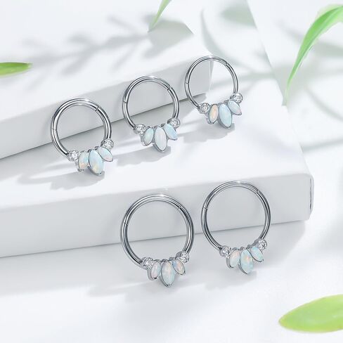 Ruifan 20g 18g 16g Titanium Rings Rings For Women Square Crown Leaf Flower Flower Flower Comped Septum nose Rip Lip Helix Grayix Adring Daith Rook Conch Body Jewelry for Women in Kuwait