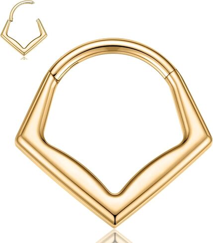 PEAKLINK G23 Titanium Septum Ring 16G Septum Jewelry Minimalist Triangle Nose Hoop Ring Helix Daith Rook Tragus Cartilage Earrings for Women Conch Piercing Jewelry in Saudi Arabia