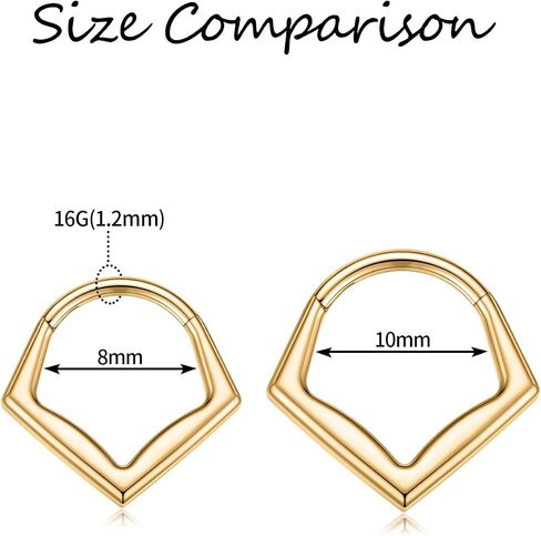 PEAKLINK G23 Titanium Septum Ring 16G Septum Jewelry Minimalist Triangle Nose Hoop Ring Helix Daith Rook Tragus Cartilage Earrings for Women Conch Piercing Jewelry in Saudi Arabia