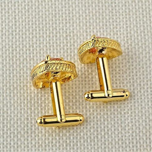 V & L Gold Crystal Cuff links Yellow – Fancy Unique Elegant Sparkling Luxury Gem Stone Cufflinks for men in Triangle - Perfect for Wedding, Formal, Suits, Business and Groom Cufflink in Saudi Arabia