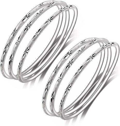 Sterling Silver Bangle Bracelets for Women,Fashion Jewelry Simple Adjustable 925 Silver Cuff Bangles for Women Mom Wife Valentine Mothers Day Gift (Silver-A5) in Kuwait