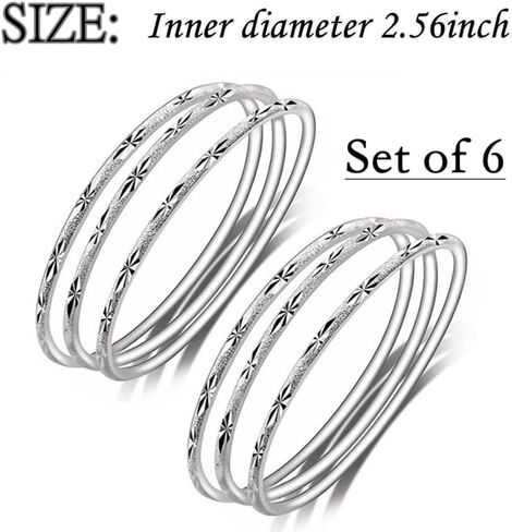 Sterling Silver Bangle Bracelets for Women,Fashion Jewelry Simple Adjustable 925 Silver Cuff Bangles for Women Mom Wife Valentine Mothers Day Gift (Silver-A5) in Kuwait
