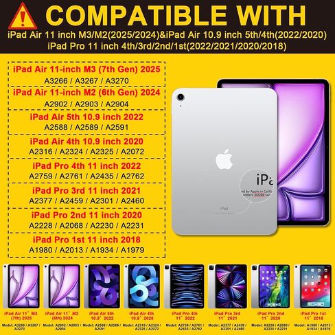 حافظة MEEgoodo لجهاز iPad Air الجيل الرابع/الخامس 10.9 بوصة 2020 2022/iPad Pro M2 11 بوصة حافظة للأطفال الجيل الرابع/الثالث/الثاني/الأول 2022 2021 2020 2018 مع حامل قلم رصاص وحامل وحزام مقاوم للصدمات، وردي ملون in Kuwait