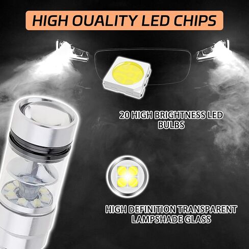 2PCS H7 Bulb Headlight Bulbs Fog Light Bulb, H7 Headlight Bulbs H7 Low Beam Headlight Bulb 12V 100W Daytime Running Lights Front Light Lamp Plug and Play for Most Vehicles (White) in Saudi Arabia