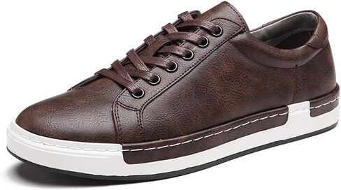 Men Leather Casual Shoes Lace-up Oxford Fashion Non-Slip Flats Trendy Business Comfortable Sneakers in Kuwait