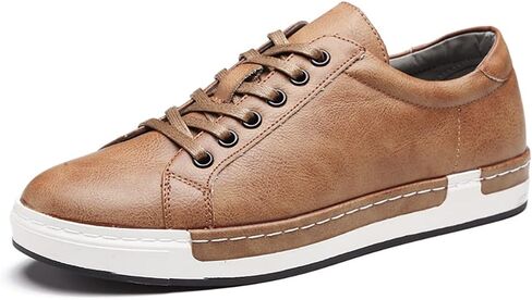 Men Leather Casual Shoes Lace-up Oxford Fashion Non-Slip Flats Trendy Business Comfortable Sneakers in Kuwait