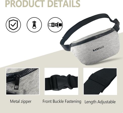 حقيبة Fanny Pack & Crossbody للرجال نساء ، حزم الخصر الأزياء حقيبة حزام قابلة للتعديل للرياضة ، التمرين ، السفر ، الركض ، المشي لمسافات طويلة خالية من الهواتف (النمط 03 ، الأسود) in Kuwait