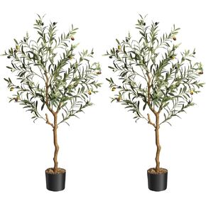 GAOMON Artificial Olive Tree 6FT(72in) Tall Faux Silk Olive Trees for Home Office Living Room Decor Indoor Fake Potted Tree with Natural Wood Trunk and Lifelike Fruits
