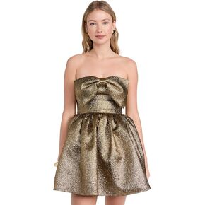 Women's Gold Metallic Jacquard Mini Dress