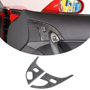 Piugilh Car Door Lock Door Switch Sticker ، غطاء محطات ألياف الكربون الحقيقية تغطية واقية متوافقة مع Corvette C6 Z06 ZR1 2005-2013 ، 2pcs (ترقية أسود)
