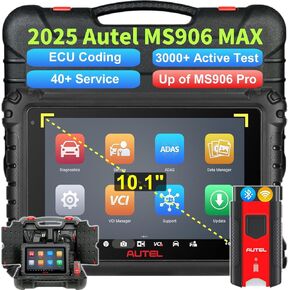 Autel MaxiSys MS906 MAX Scanner, Way Better Than MS906 Pro/MK906 Pro, Top Bidirectional Diagnostics Scan Tool, 2025 MX906MAX Up of MK900 MX900 MP900BT, ECU Coding, CAN FD/DoIP, Auto Scan 2.0, FCA SGW