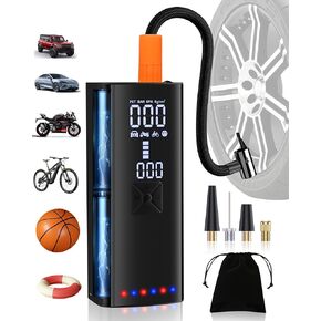 Tire Inflator Portable Air Compressor,4xFaster Inflation,150PSI with Tire Pressure GaugePortable Air Pump,Tire Pump with LED,Electric Air Pump with Tire Gaug for Car,Motorcycle,Bike,Ball