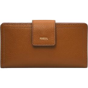 Fossil Women's Logan Leather Wallet RFID Blocking Tab Clutch, Black (Model: SL7830001)