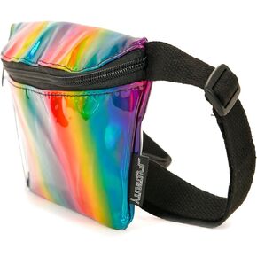 Small Fanny Pack 80s/90s Slim Bum Bag Unisex Crossbody Belt Bag for Travel, Festivals, & Daily Use Rainbow Stripe Black