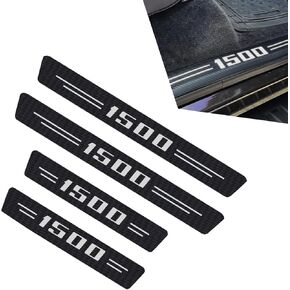4PCS Car Door Sill Protector, Carbon Fiber Leather Door Sill Sticker, Universal Size Suit to Dodge Ram 1500 2012-2024, Car Interior Decoration Accessories, Auto Door Guard Scratch Shield (Silver)