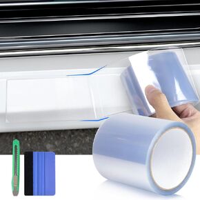 Arespark Car Door Edge Guard Protection Clear Vinyl Wrap Universal Door Sill Guard Anti-Collision Ratch-Resistant Protection Film, Transparent Paint Protection Vinyl Roll with Free Tools(4in x 30ft)
