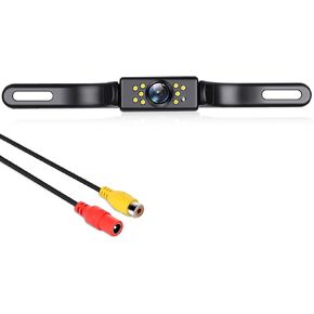 GLK Backup Camera, AHD 1080P Rear View License Plate Camera, Night Vision Reverse Camera with 9 LEDs, Wide Angle IP69K Waterproof Rear Camera for 12-24V Car Vehicle SUV RV