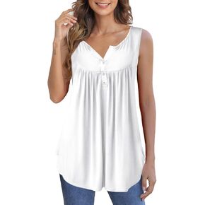 Othyroce Womens Plus Tunic Tops Silesless Summer Printed Blouses مع قمصان الأزرار