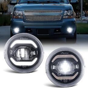 LED LED FOG LIGHTS WIHT DRL استبدال 07-14 ضواحي Tahoe Yukon Avalanche / 10-13 Camaro / 15-19 Colorado / 15-17 Silverado 2-in-1 أضواء الضباب النهاري ، 2 عبوة