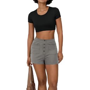 شورتات الأعمال العليا للسيدات في الخصر المرن Wideleg Summer Work WithPockets 2025