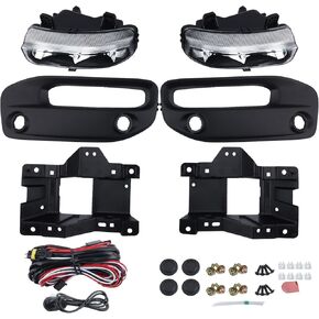 LED Fog Light Assembly & Wiring Kit FIT 2019-2023 Ram 2500 3500 – Includes Brackets, Wires, Switch, Direct Replacement, OE 68273291AB, CH2592158