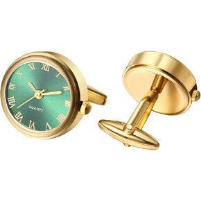 Men's Pair Cuff Links: Classic Wedding Business Shirt Cufflinks Quartz Watch Round Roman Numeral Clip Stainless Steel Business Formal Tuxedo Accessories