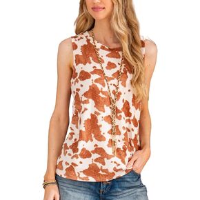 الصيف النسائي سائبة الخزان بلا أكمام للحيوانات نمط طاقم الرقبة بلوزة تونك قميص القميص (S-3XL) in Kuwait