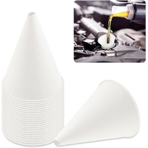 25PCS Disposable Funnels for Automotive Use,6 oz Paper Engine Oil Funnel for Oil Change and Fill of Coolant Motor Oil Gasoline Water,Universal Coolant Funnel Car Accessories