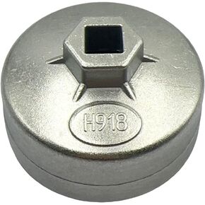 Oil Filter Cap Wrench Oil Filter Socket Removal Tool 74mm Inner Dia,15 Flute, 918 Aluminum Alloy Compatible with AC Delco PF63/PF64 Oil Filter for Chevy Silverado 4.3L Equinox 1.5L