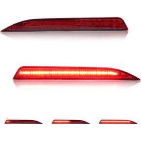 Rear Bumper Reflector Compatible with Fo-rd Taurus, Police Interceptor Sedan 2013-2019, [DOT] Rear Bumper Reflector Housing [No Bulbs], Replace OEM #DG1Z15A449B, FO1185104, 1 Pair, Smoked Lens