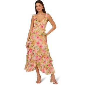 Adrianna Papell Women's Printed Chiffon Maxi Dress