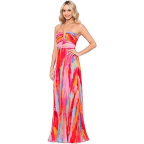 Xscape Women's Sleeveless Long Halter Neck Print Dress