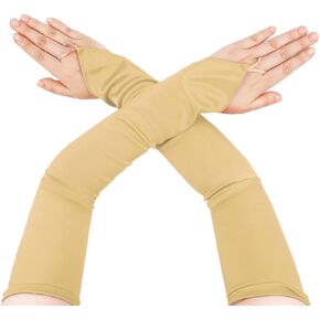 Seeksmile Women's Satin Fingerless Gloves 1920s 19" Long Opera Party Costume Gloves