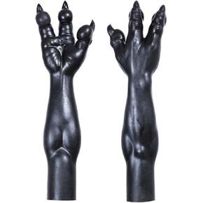 Silicone Three-Finger Monster Gloves, Beast Paws Furry Gear for Adult Halloween Cosplay Costume, Roleplay Masquerade Solid Black