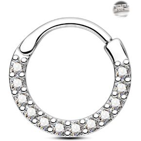 Jewseen 925 Sterling Silver Septum Rings 16g Septum Jewelry Cartilage Hoop Earrings Daith Helix Tragus Earrings for Women