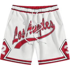 Floerns Men's Striped Print Gym Workout Shorts Straight Leg Running Track Shorts
