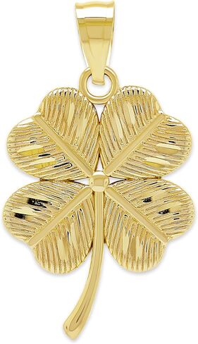 Charm America - Gold Four Leaf Clover Charm with Green Enamel - 10 قيراط Solid Gold in Saudi Arabia