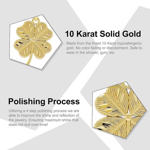 Charm America - Gold Four Leaf Clover Charm with Green Enamel - 10 قيراط Solid Gold in Saudi Arabia