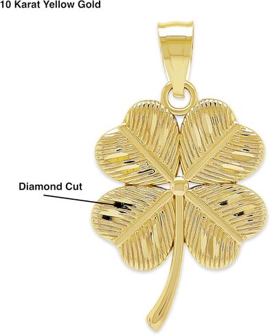 Charm America - Gold Four Leaf Clover Charm with Green Enamel - 10 قيراط Solid Gold in Saudi Arabia
