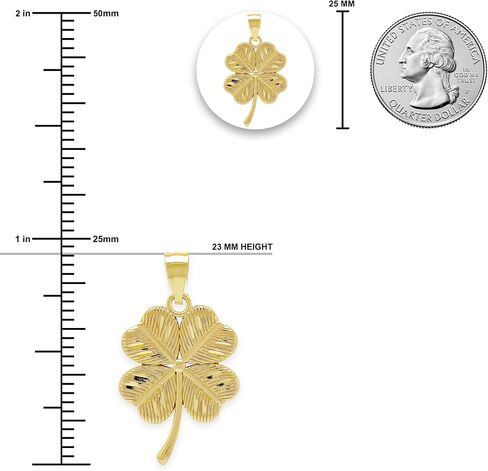 Charm America - Gold Four Leaf Clover Charm with Green Enamel - 10 قيراط Solid Gold in Saudi Arabia